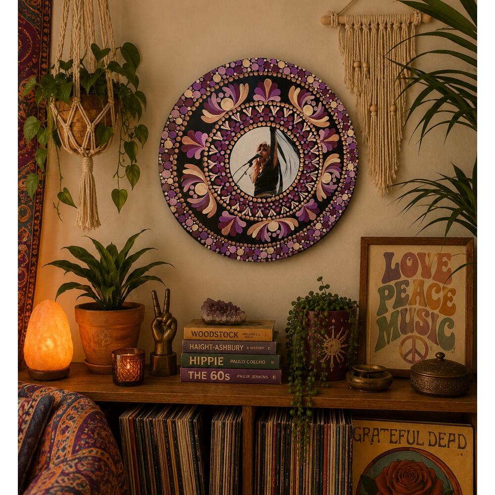 Hand Painted Stevie Nicks Vinyl Record Wall Art 10” Boho